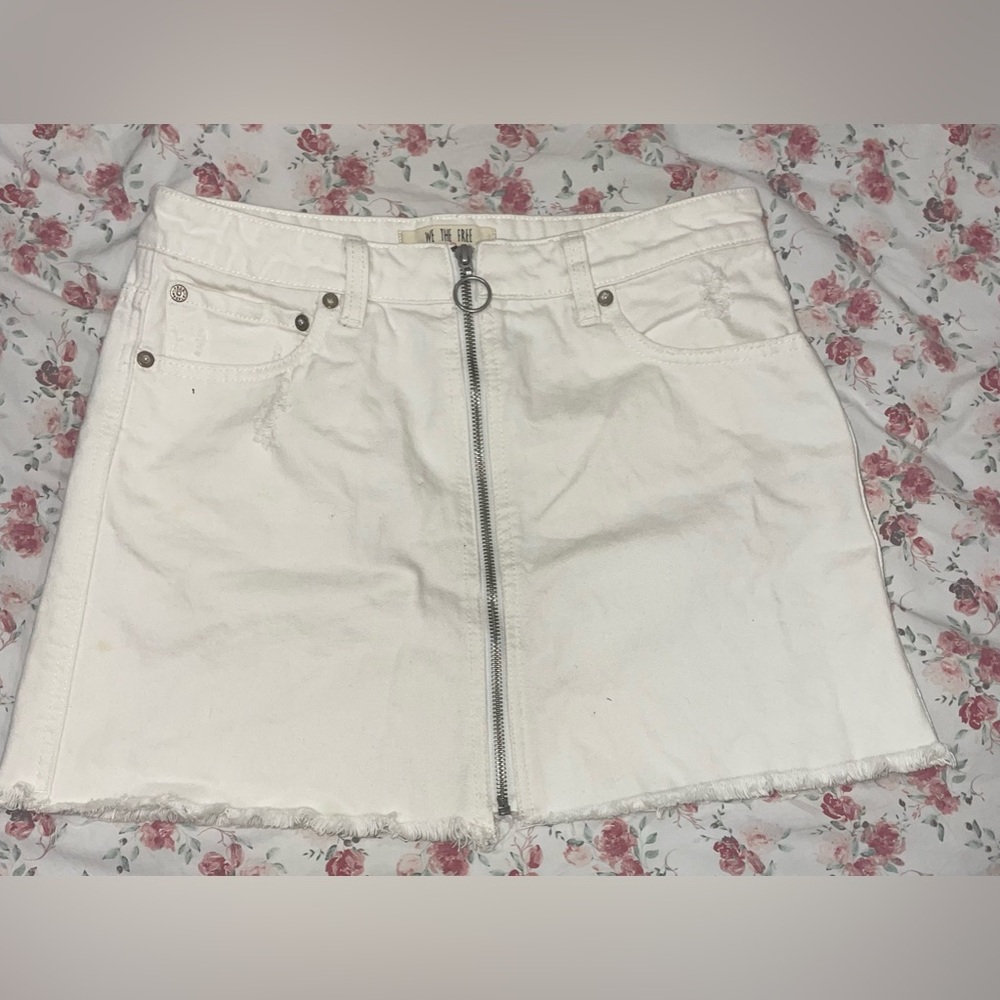 Free People white skirt with ring zipper